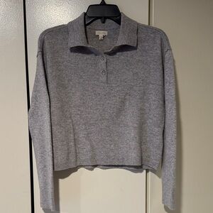 Pilcro by Anthropology Heather Gray Button Down Cashmere sweater